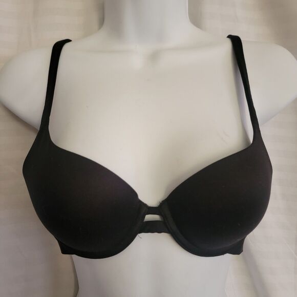 34A AUDEN Womens Black Plunging Padded Underwire Back Closure Push-Up Bra 3D - Picture 4 of 10